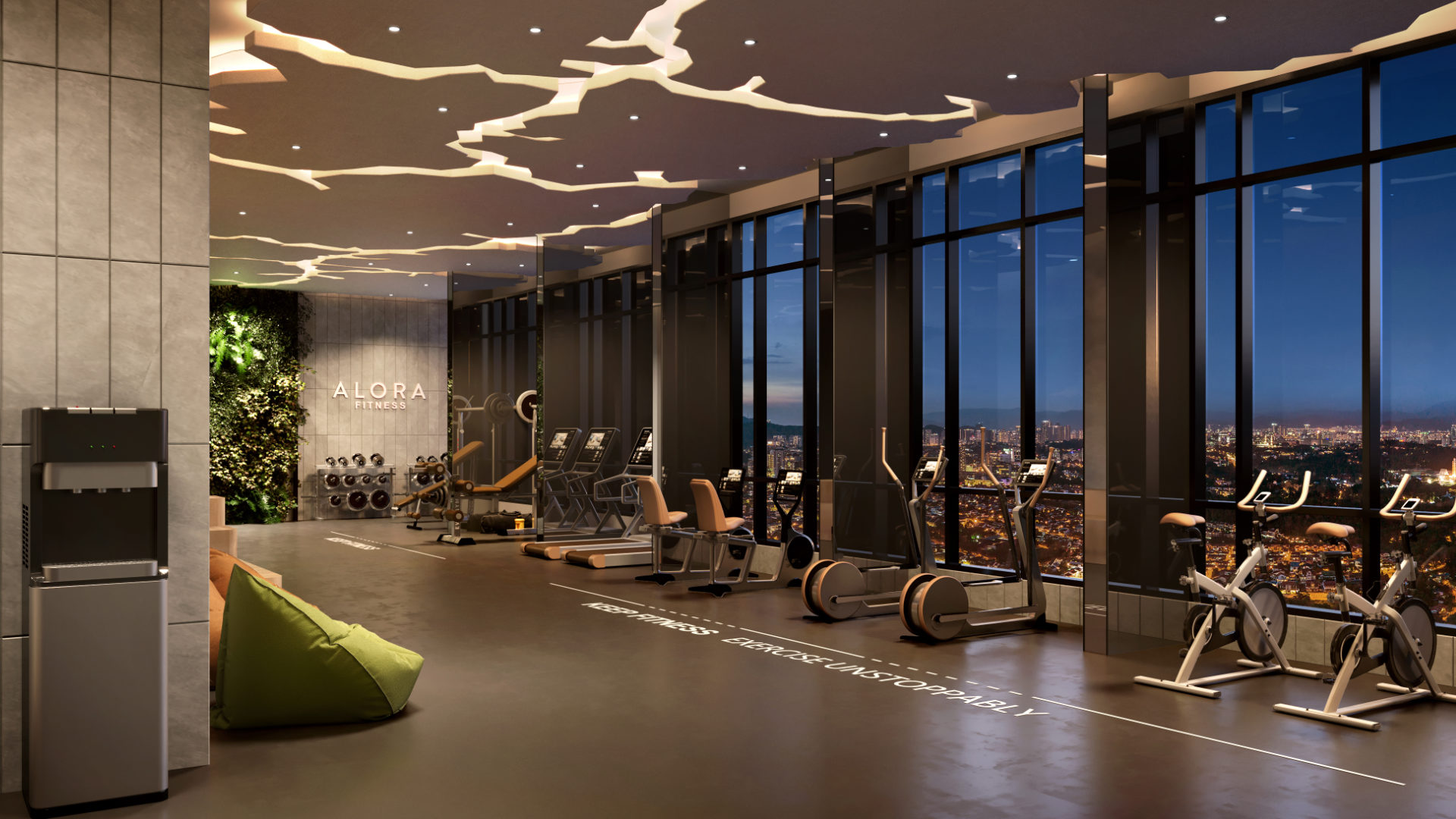 Sky gym with city views
