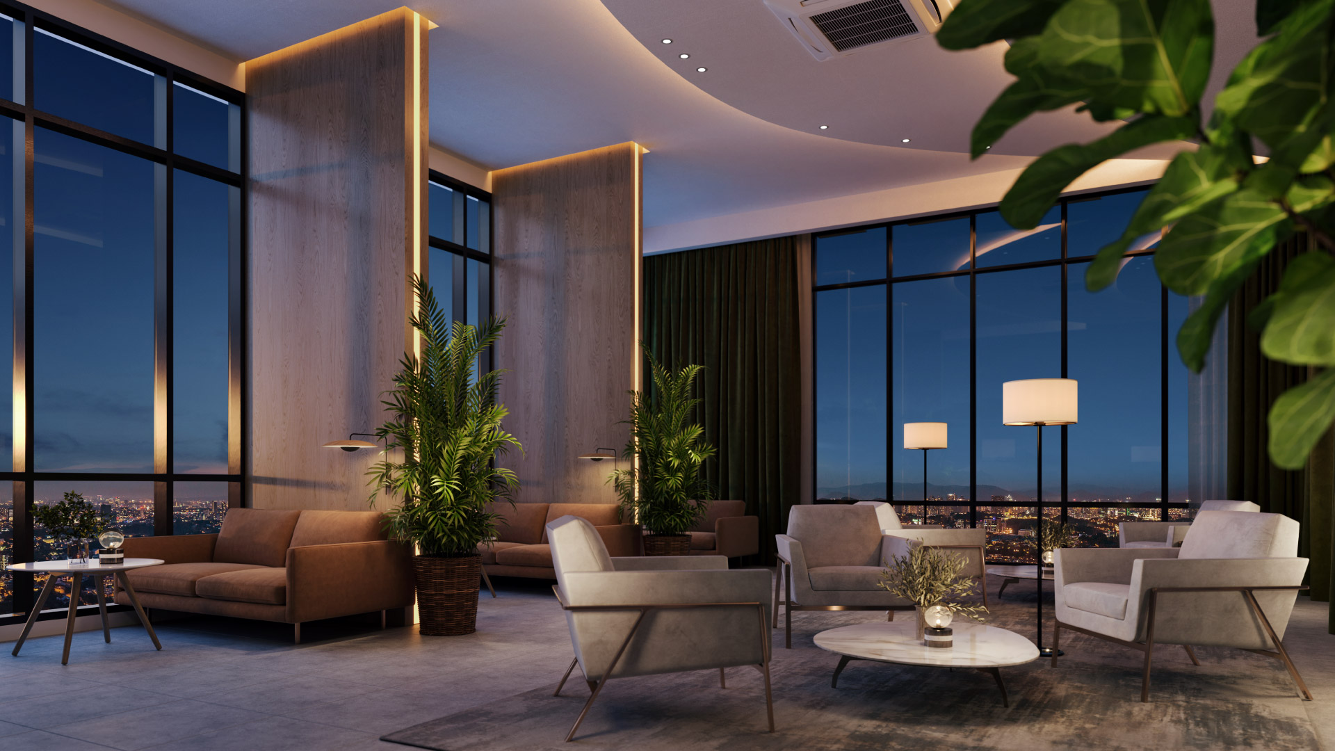 Sky lounge with panoramic views