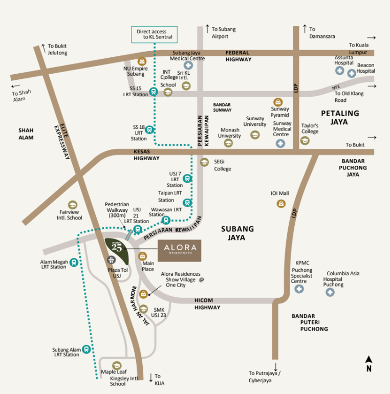 Location map within Subang Jaya